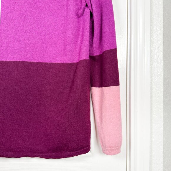 Talbots Women's Size M Purple Pink Lambswool Colorblock Sweater Soft Workwear - Picture 2 of 7